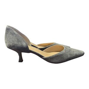 Share Ann Taylor Women's Gray Suede CutOutbNip Toe Kitten Heel Pumps sz 8M